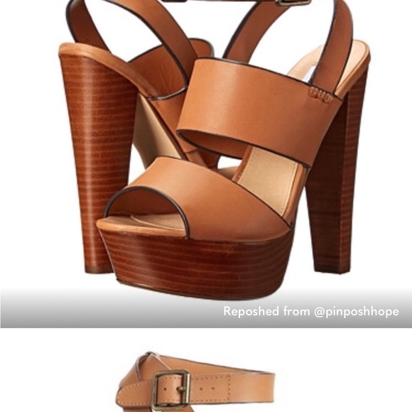 Steve Madden Dezzzy Tan Leather Platform Heels - Picture 6 of 11